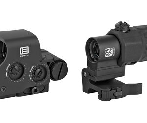 The Holographic Hybrid Sight II (HHS II) has an EXPS2-2 with a G33.STSmagnifier. Regardless of the scenario, it provides an unparalleled advantage when transitioning from short-range to long-range shooting. The quick switch-to-side (STS) mount offers a simple, instant disengagement of the magnifier. The HHS II combination is the perfect setup for hunting when your target is on the move.