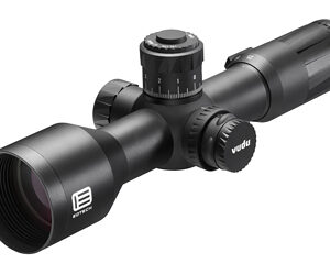 The New Vudu 5-25 x 50 mm is ideal for the short platform rifles. At approximately 11.2 inches in length, the 5-25x is one of the shortest first focal plane rifle scopes on the market. The elevation turret includes a push/pull locking system and EOTECH's EZ Check Zero Stop allowing for quick adjustments and return to zero. One unique advantage of the short design is that it provides the ability to attach either a clip-on night-vision or thermal device in front of the scope and still allow the user to make adjustments to the device without leaving the scope.